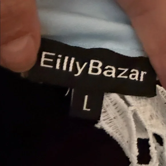 Light Blue Crochet Lace Long Sleeve Midi Dress - Picture 2 of 4